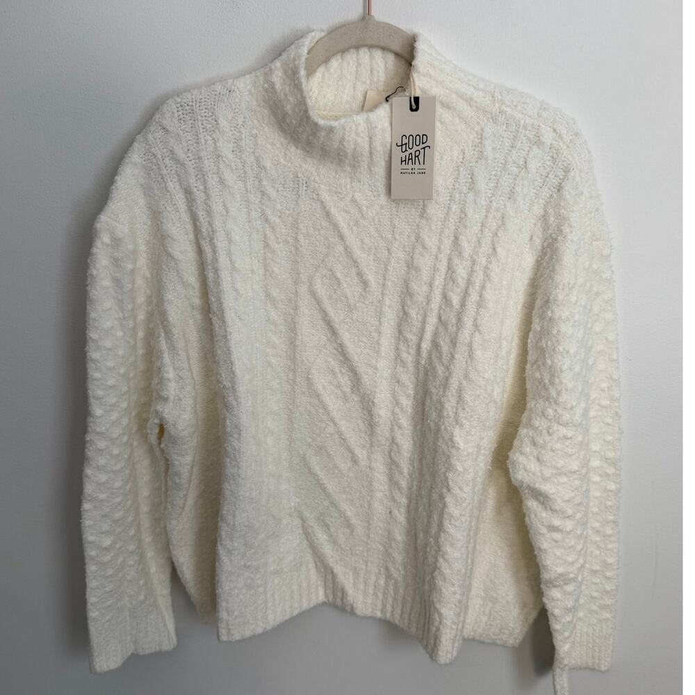 Matilda Jane Good Hart cable-knit mock turtleneck sweater NWT size medium